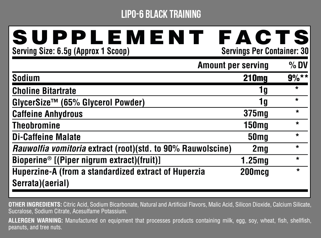 Nutrex Lipo-6 Black Training Pre-Workout 196-241g MULTIPLE FLAVOURS 